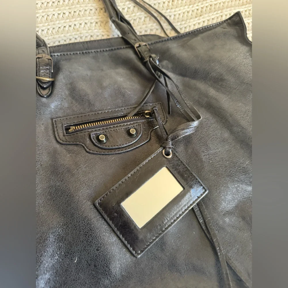 Balenciaga Vintage A4 Tote Bag Black Leather Rare Model - Picture 8 of 16